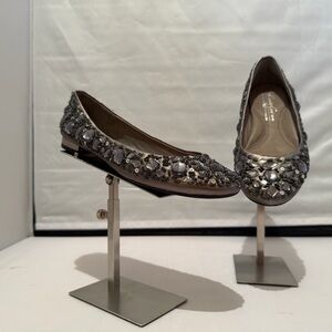 Kenneth Cole Reaction Glass Slipper Jeweled Ballet Flats Black